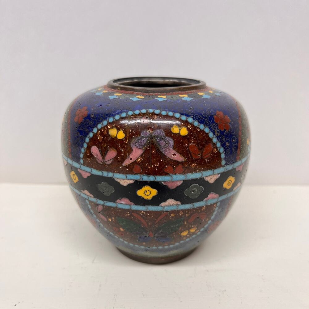 Antique Meiji Period Japanese Cloisonne Enamel Ginger Jar
